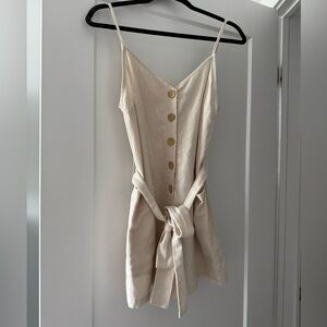 Natural beige linen romper - size Small (S)